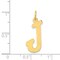 14K Yellow Gold Small Script Initial Letter J Charm Jewerly 17mm x 8mm